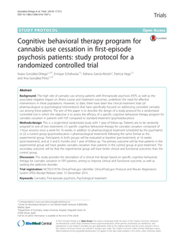 Cognitive Behavioral Therapy Program for Cannabis Use