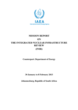 Mission Report on the Integrated Nuclear Infrastructure Review (Inir)