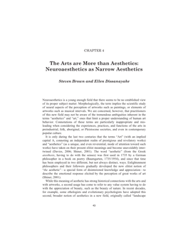 The Arts Are More Than Aesthetics: Neuroaesthetics As Narrow Aesthetics