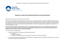 Response to HS2 Phase 2B Working Draft Environmental Statement 2018