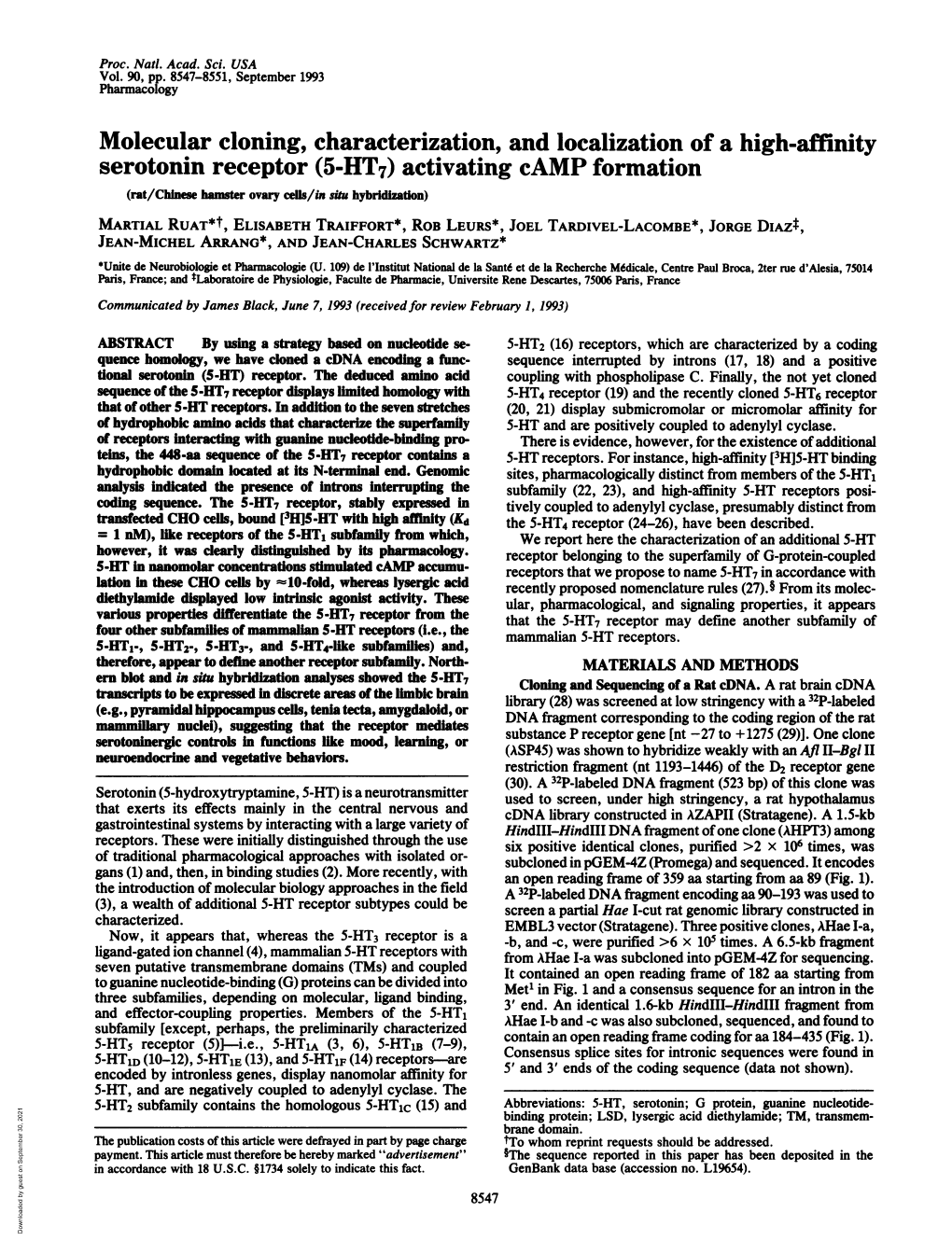 Molecular Cloning, Characterization, and Localization of a High