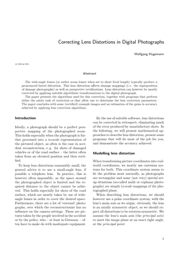 Correcting Lens Distortions in Digital Photographs