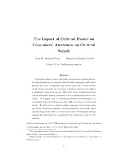 The Impact of Cultural Events on Consumers' Awareness on Cultural Supply