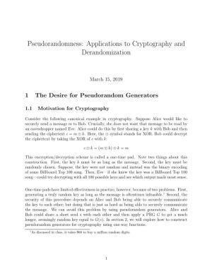 Pseudorandomness: Applications to Cryptography and Derandomization