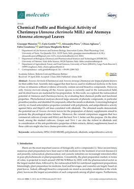 Chemical Profile and Biological Activity of Cherimoya (Annona