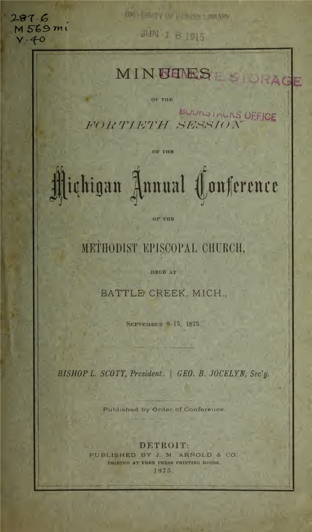 Annual Minutes of the Michigan Conference of The