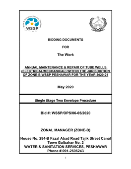 WSSP/OPS/06-05/2020 ZONAL MANAGER (ZONE-B) House No