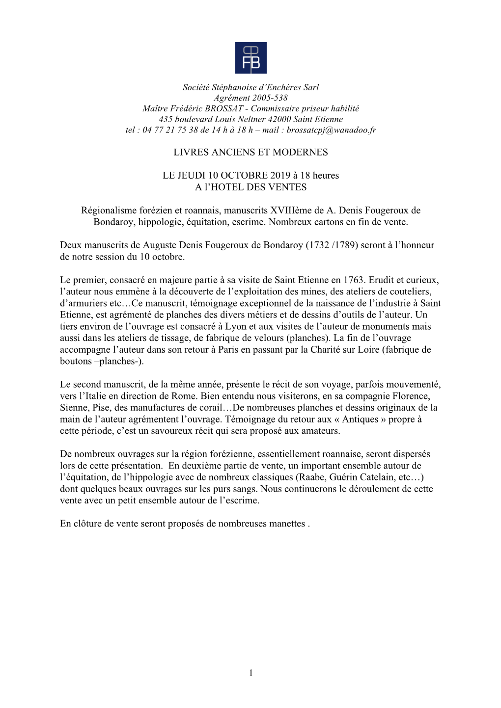 1 Livres Anciens Et Modernes Le Jeudi 10 Octobre 2019 À 18