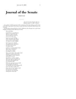 Journal of the Senate FIRST DAY