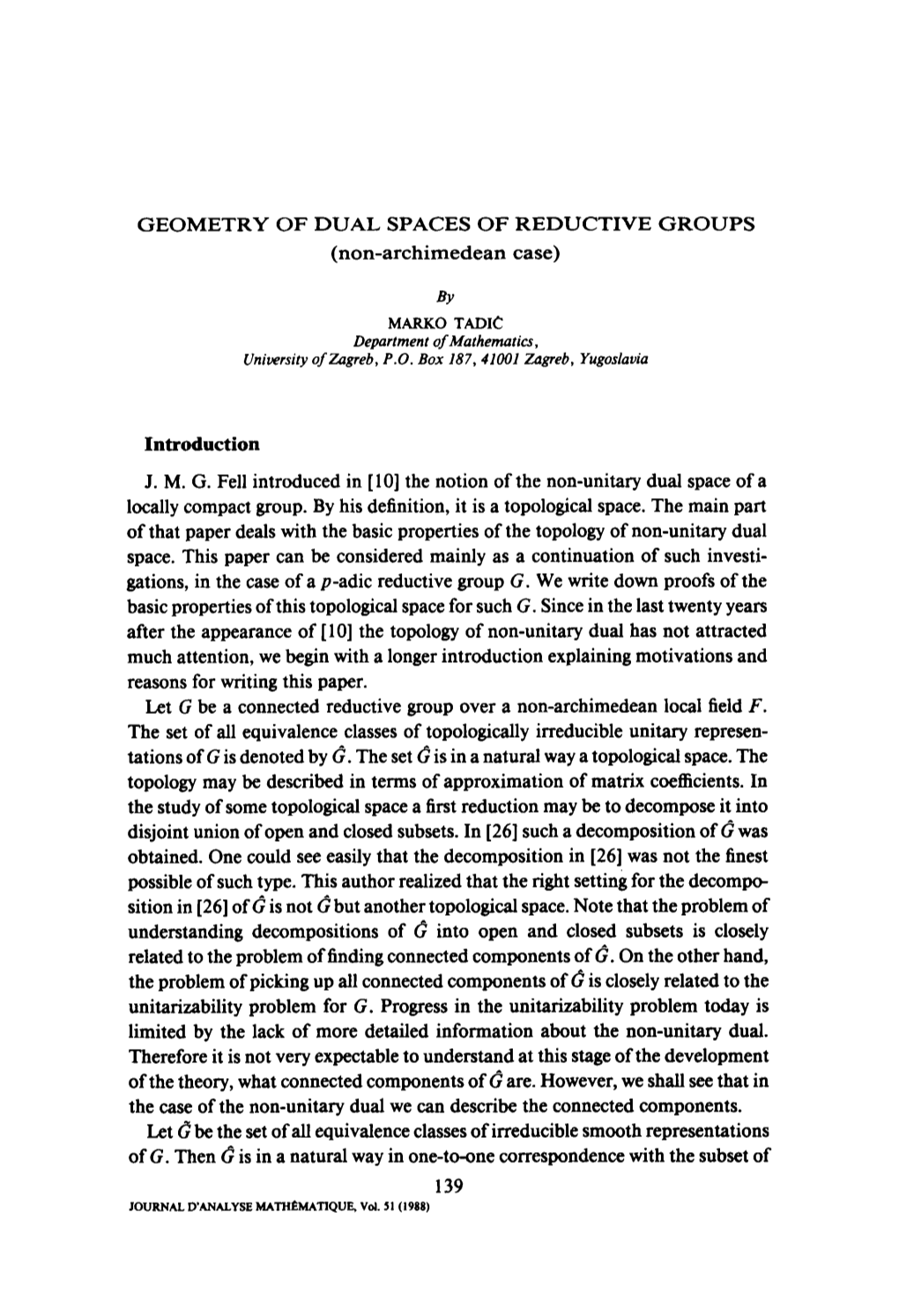 GEOMETRY of DUAL SPACES of REDUCTIVE GROUPS (Non-Archimedean Case)