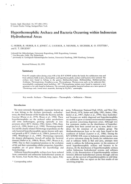 Hyperthermophilic Archaea and Bacteria Occurring Within Indonesian Hydrothermal Areas