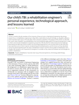 Our Child's TBI: a Rehabilitation Engineer's Personal Experience