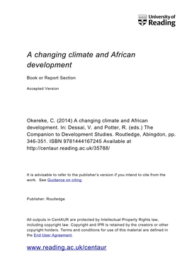 A Changing Climate and African Development