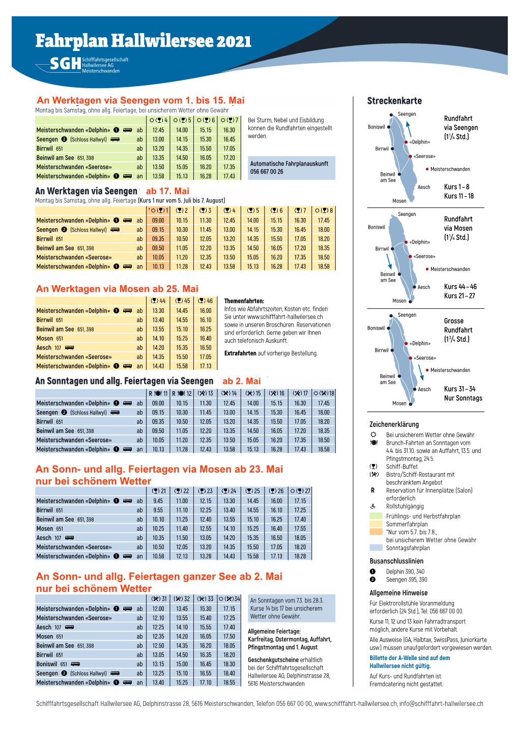 Fahrplan Hallwilersee 2021