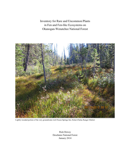 Inventory for Rare and Uncommon Plants in Fen and Fen-Like Ecosystems on Okanogan-Wenatchee National Forest