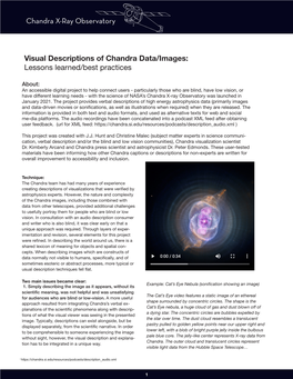 Visual Descriptions of Chandra Data/Images: Lessons Learned/Best Practices
