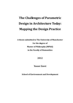 The Challenges of Parametric Design in Architecture Today: Mapping the Design Practice