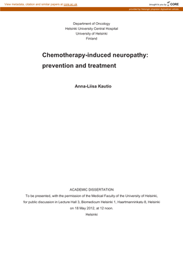 Chemotherapy-Induced Neuropathy: Prevention and Treatment