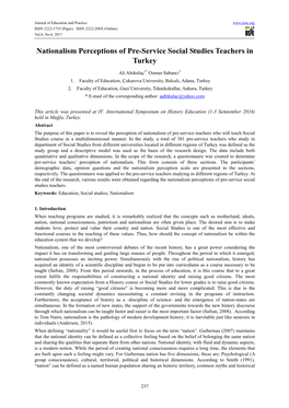 Nationalism Perceptions of Pre-Service Social Studies Teachers in Turkey