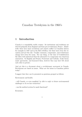 Canadian Trotskyism in the 1960'S