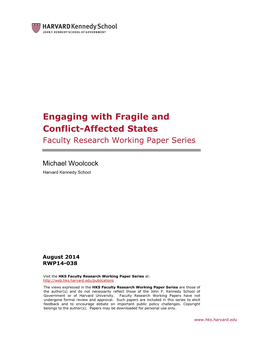 Engaging with Fragile and Conflict-Affected States Faculty Research Working Paper Series