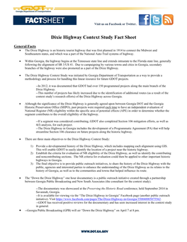 Dixie Highway Context Study Fact Sheet