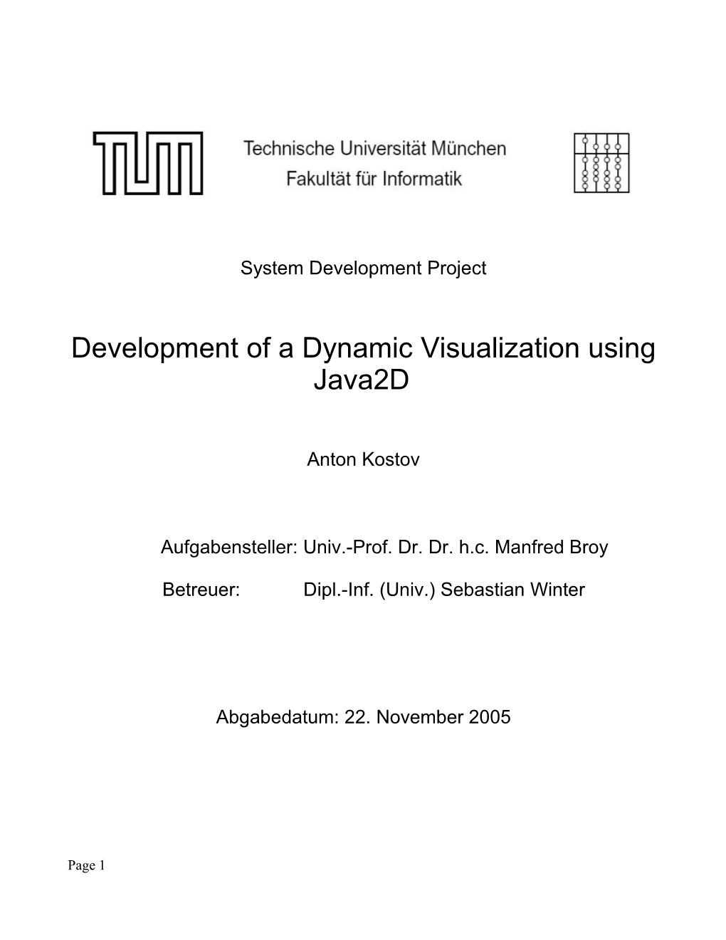 Development of a Dynamic Visualization Using Java2d