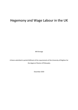 Hegemony and Wage Labour in the UK