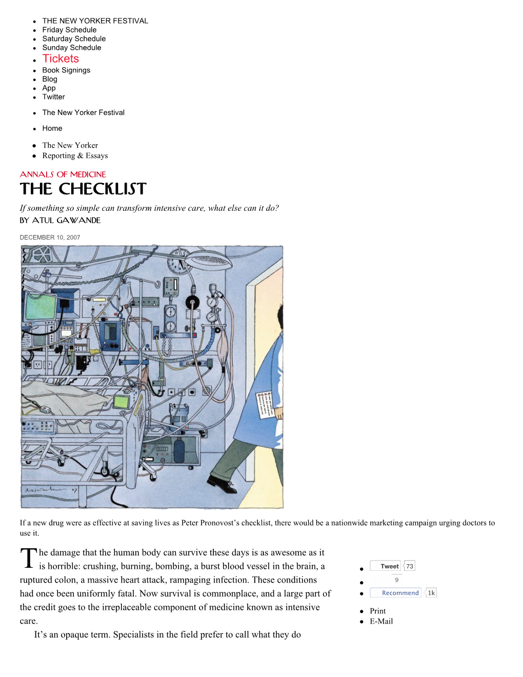 Peter Pronovost's Checklists Better Intensive Care