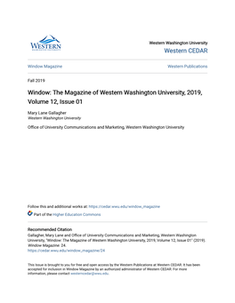 Window: the Magazine of Western Washington University, 2019, Volume 12, Issue 01