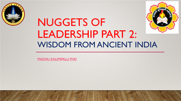 Nuggets of Leadership Part 2: Wisdom from Ancient India