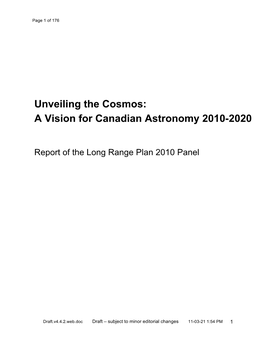 A Vision for Canadian Astronomy 2010-2020