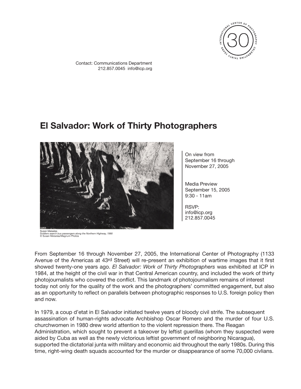 El Salvador: Work Marchoflarry Thirty 11 – June CLARK Photographers 5, 2005