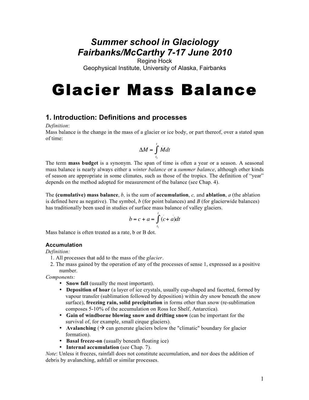 Glacier Mass Balance