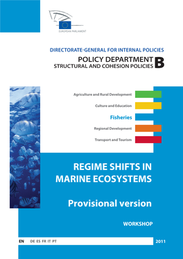 REGIME SHIFTS in MARINE ECOSYSTEMS Provisional Version