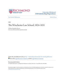The Winchester Law School, 1824-1831, 21 Law & Hist