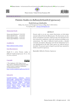 Floristic Studies in Bulbostylis Kunth (Cyperaceae)