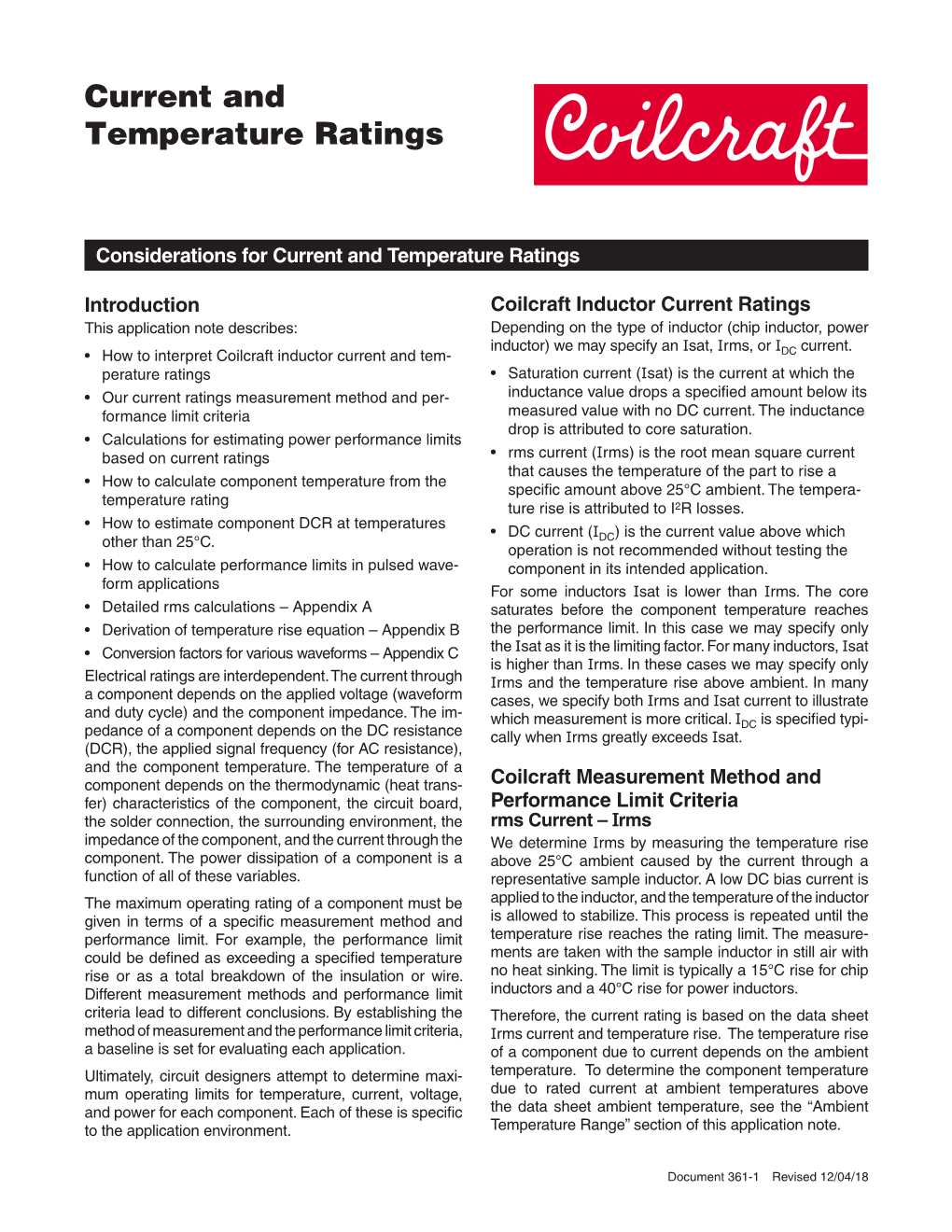 Operating Voltage Ratings for Inductors | Coilcraft