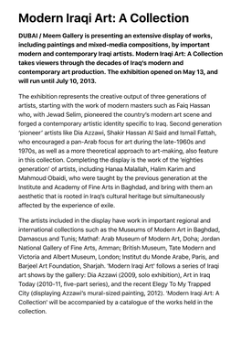Modern Iraqi Art: a Collection