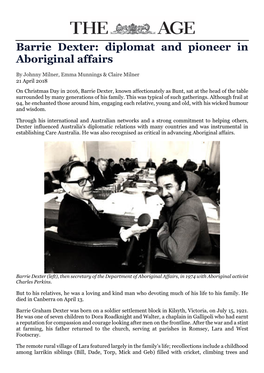 Barrie Dexter: Diplomat and Pioneer in Aboriginal Affairs