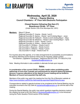 City Council Agenda for April 22, 2020