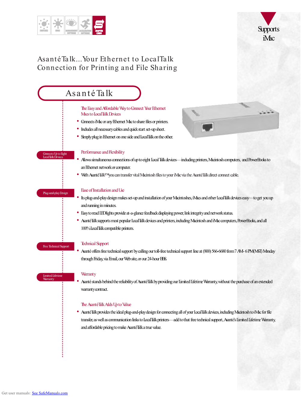 Asantétalk...Your Ethernet to Localtalk Connection for Printing and File Sharing