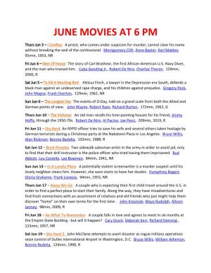 June Movies at 6 Pm