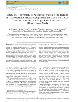 Safety and Tolerability of Nafamostat Mesilate And