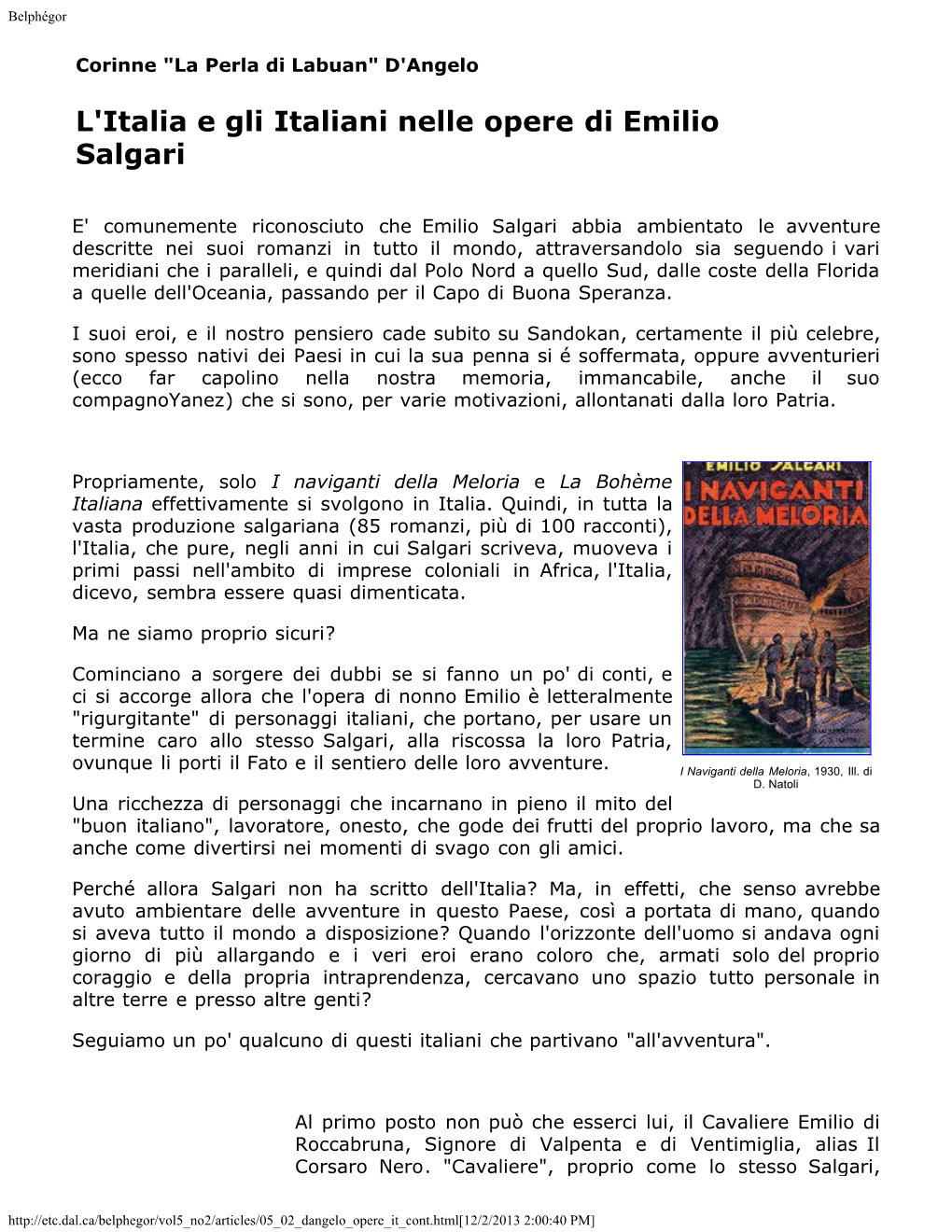 L'italia E Gli Italiani Nelle Opere Di Emilio Salgari