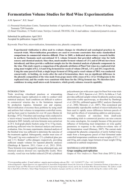 Fermentation Volume Studies for Red Wine Experimentation