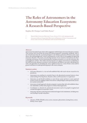 The Roles of Astronomers in the Astronomy Education Ecosystem