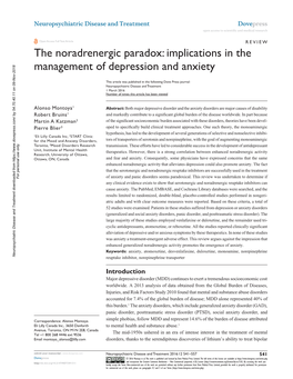 Implications in the Management of Depression and Anxiety