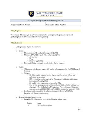 1/4 Undergraduate Degree and Graduation Requirements