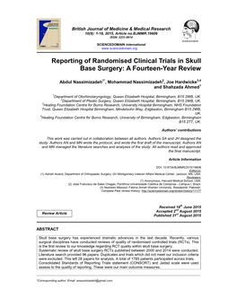 Reporting of Randomised Clinical Trials in Skull Base Surgery: a Fourteen-Year Review